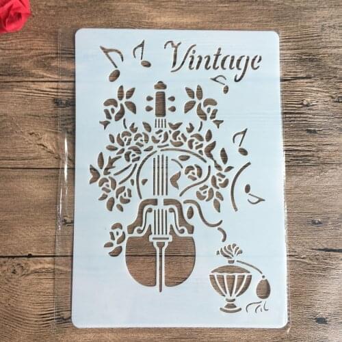 Guitar music A4 29*21cm DIY Stencils Wall Painting Scrapbook Coloring Embossing Album Decorative Paper Card Template