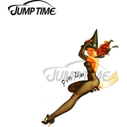 Jump Time 13 x 12.2cm For Sexy Pinup Girl Creative Car Stickers Occlusion Scratch Decal Vinyl Car Wrap Laptop Decor