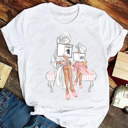 Women Fashion 90s Daughter Trend Style Cute Mother Mom Mama Cartoon Tshirts Clothes Stylish T Top Lady Print Girl Tee T-Shirt