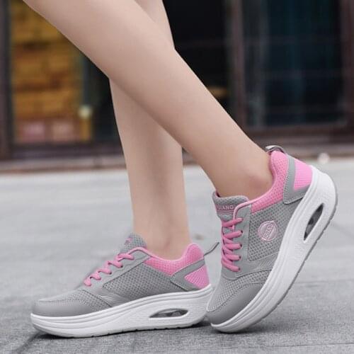 Women Sneakers Swing Casual Shoes Autumn Platform Wedges Shoes Woman Footwear Mesh Sneakers Breathable Lace Up Walking Shoes