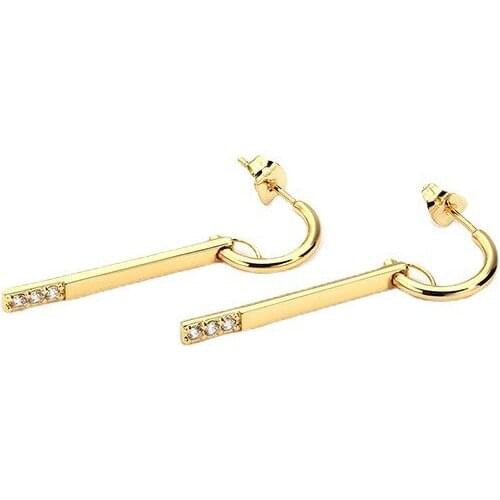 2021 New Simple Geometric Earrings Womens Fashion Bar Swing Earrings Gold Zircon Accessories Gift