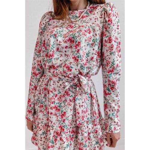 Women Robe Femme Print A-Line Dresses Patchwork Bandage Zipper O-Neck Long Sleeve Slim Dress For Woman Clothing Vestido De Mujer