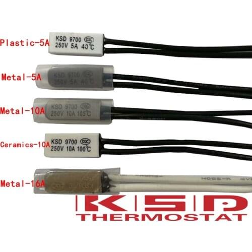 10PCS KSD9700 Thermostat 100C 5A/10A/16A 250V Temperature Thermal Control Switch normal close nc/no 155C/150C/145C/140C/135C