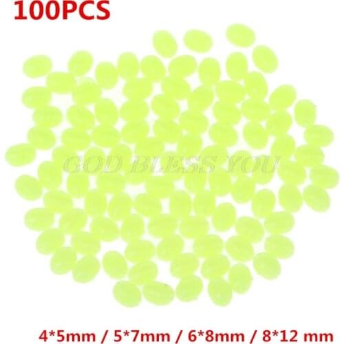 100PCS Yellow Oval Hard Luminous Fishing Beads Sea Fishing Lure Floating Float Tackles Drop Shipping