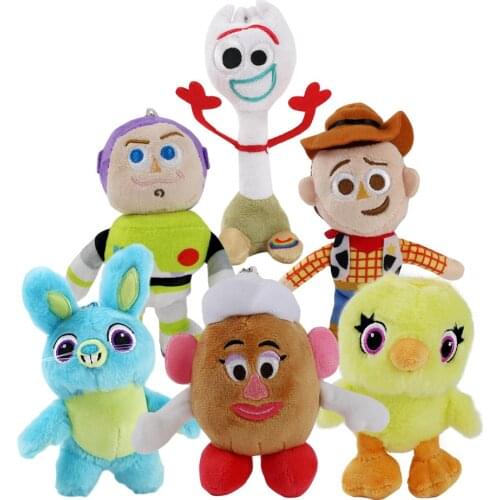 12-16cm 6styles Toy Story Plush Keychain Dolls Woody Buzz Lightyear Duck kawaii Pendants Soft Stuffed Plush Toys