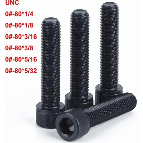 10pcs 0#-80*1/8 5/32 3/16 1/4 5/16 3/8 Length Hex Socket Cup Head Screw Allen Bolts US UNC Coarse Thread 12.9 Grade Carbon Steel