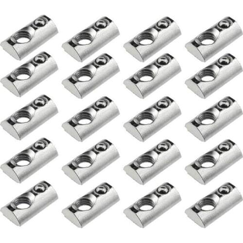 25 Pack 2020 Series M5 T Slot Nuts Roll-In Spring Ball Loaded Elastic Nuts for 2020 Series Aluminum Extrusion Profile Rail with