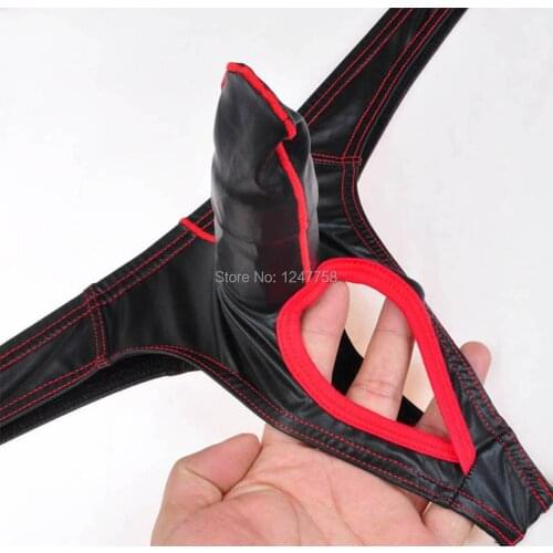 3Pcs/Lot New Men Long Pouch Thong Leather Like Nuts Out String T-back Isolation Underwear Bikini Pants