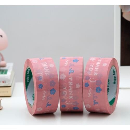 4.5cm x 100M Pink BOPP Packaging Tape Thank You Sealing Tape for Paper Gift Box Business Office Supplies Waterproof Decor Tapes