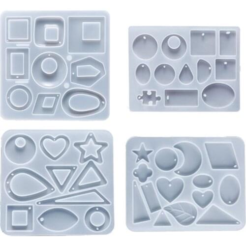 4 Pcs DIY Earrings Pendant Resin Mold Earrings Drop Dangle Silicone Mould Jewelry Making Tools