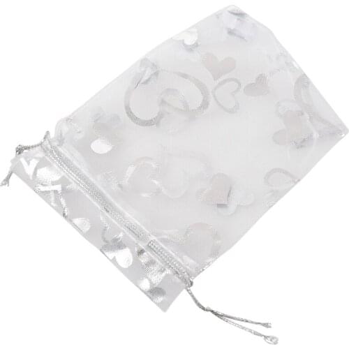 Promotion! 25X Silver Organza Wedding Favor Gift Bag Pouch 12x10cm