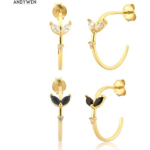 ANDYWEN 925 Sterling Silver Gold Thin 15mm Hoops Colorful Piercing Earring 2021 Rock Punk Party Loops Fine Jewelry Valentiens