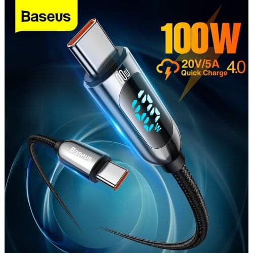 Baseus USB C To USB Type C Cable 100W PD Fast Charger Cord For Macbook for iPad Pro2020 Xiaomi mi 9 10 Samsung S20 Type-C Cable