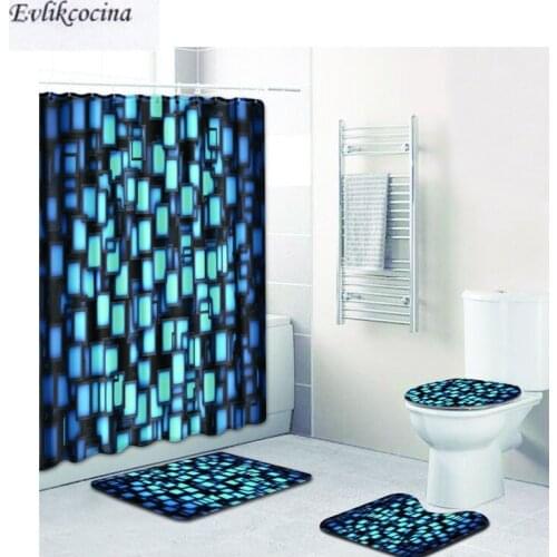 Free Shipping 4pcs Bright Squares De Banho Banyo Paspas Bathroom Carpet Bathmat Set Non Slip Tapis Salle De Bain Alfombra Bano