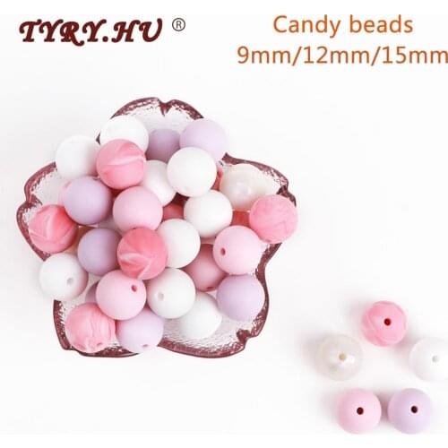 300pc/lot 9mm 12mm 15mm Round Silicone Beads Food Grade Baby Teething Toy DIY Pacifier Chain Tools Baby Teether BPA Free