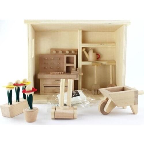 Kids toys wooden toys puzzle mini garden furniture package model Dollhouse Free Shipping