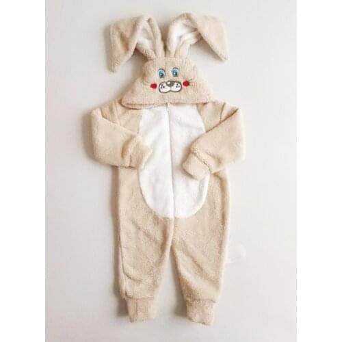 Girl/Boy Baby Plush Jumpsuit Ecru Color Rabbit Figure 2022 Winter Fashion Soft Good Quality