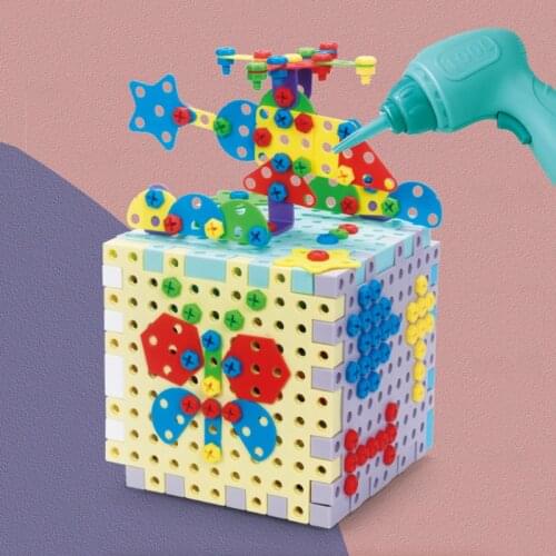 Kid DIY Screw Assembly Toolbox Toy Disassembly Three-dimensional Assembly Puzzle Toy Electric drill Screw Tool Disassembly Set