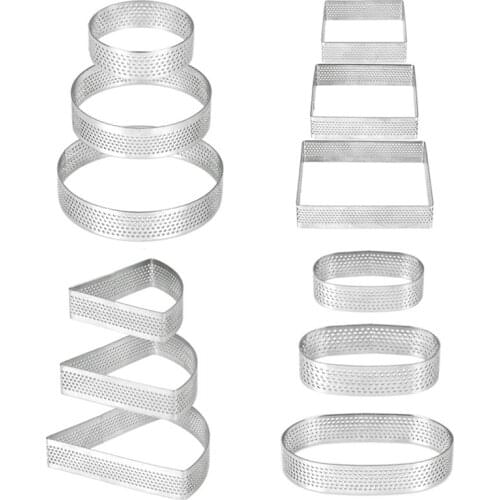 New 12 Pcs Stainless Steel Perforated Tart Rings, Heat-Resistant Porous Cake Mousse Molds, Non-Stick Tower Pie Cake Rings