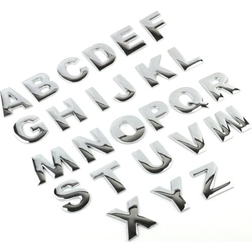 25mm 3D Metallic Alphabet Logo Car Stickers Car Emblem Letter Silver Black Badge Decal For BMW Audi Honda Mercedes Ford Mazda