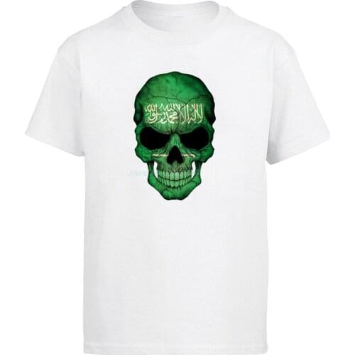 New mens Saudi Arabian Flag Skull Vintage Tshirt Harajuku Graphic Cool Short Sleeve Tops Oversized Men Clothing