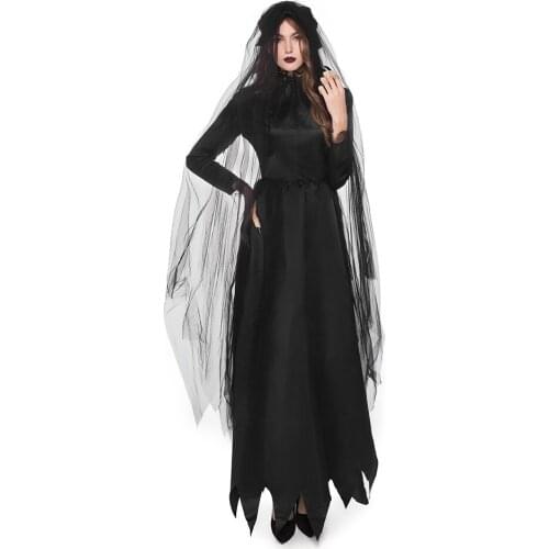 Halloween Fantasia Dark Vampire Cosplay Costume Adult Women Carnival Party Ghost Bride Fancy Dress Up Zombie Outfit