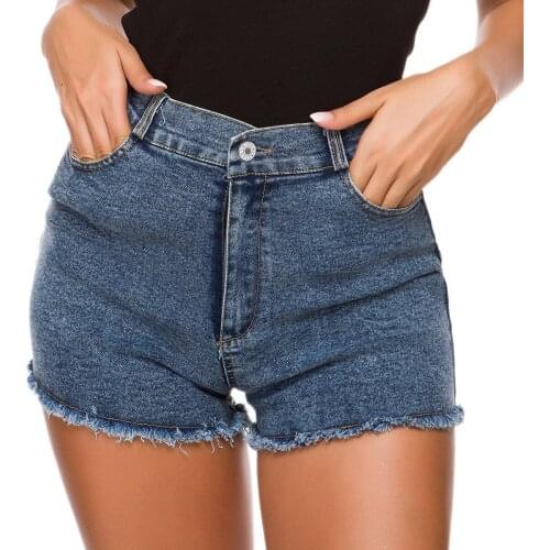 Summer Fashion denim cotton Splicing broken hole Ladies Skinny Sexy super short jeans