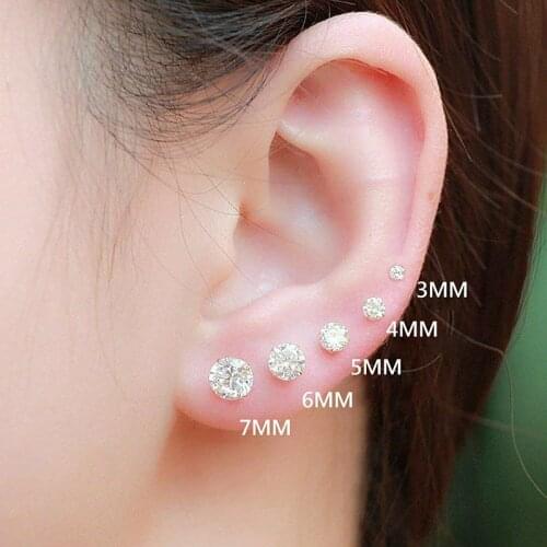 2 pcs/bag Size 3/4/5/6mm Medical titanium needle True zircon Ear Studs Boys and girls Earrings For DIY Party Earrings