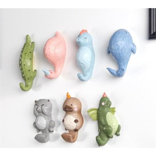 Cute Key and Mail Holder Wall Hooks Cartoon Animals Door Hat/Clothing Hanger Hook Kids Household Adornment Resin Wall Hook Gifts