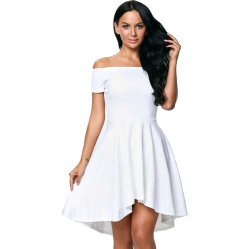 Fashion Summer Women Sexy Mini White Dress Pleated Short Sleeve A Line Elegant Formal Party Dress Girls Large Size High Waist