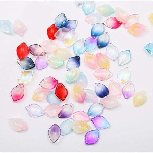 New 10 pcs/bag 19x13mm Multi Gradient Color Glass Beads Petal-shaped With Hole Sew On Beads Handmade Jewelry Accessories