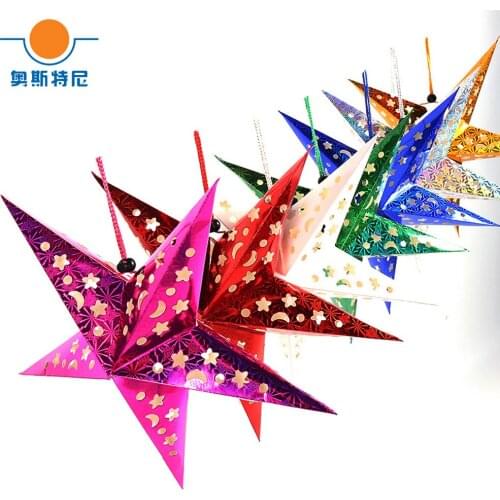 6pcs 45cm size Five-pointed Star Christmas Pendant for Drop Ornaments Ceiling Decorative