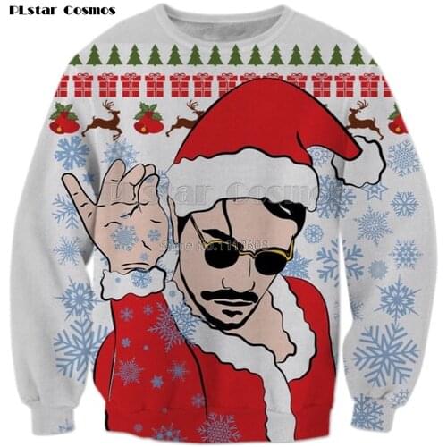 New year Christmas Sweatshirt Salt Bae 3d Festival Hip-hop celebrate Print Creative Pattern Pullover 2018 New Fashion Men/Women