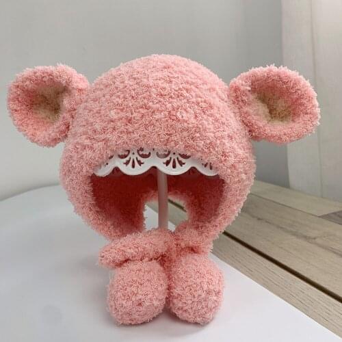 Autumn Winter Bear Cotton Thicken Knitted Hat Warm Hat Skullies Cap Beanie Hat for Kids Boy and Girl 12