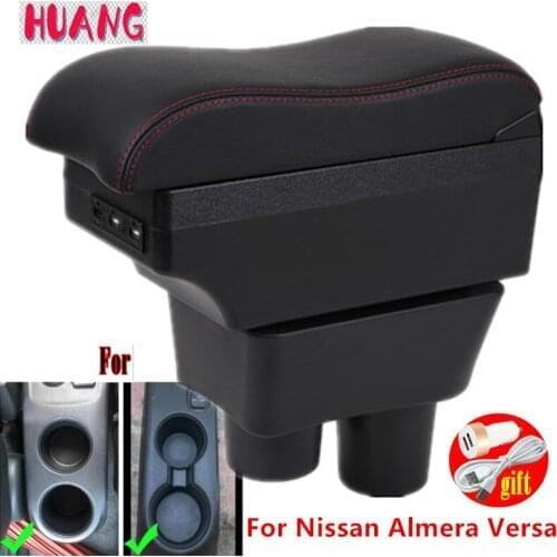 For Nissan Almera Armrest For Nissan Almera Versa Car Armrest Box Storage Box decoration Refit accessories with USB Interface