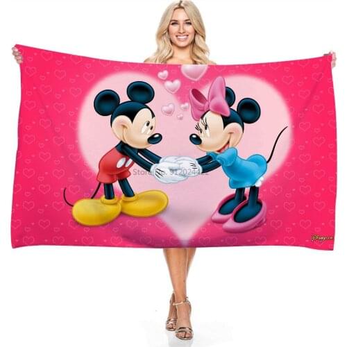 Disney Mickey Mouse Minnie Mouse Couple Love Towel Adult Children Kids Microfiber Big Bath Towel Swimming Towel Outdoor Blankets