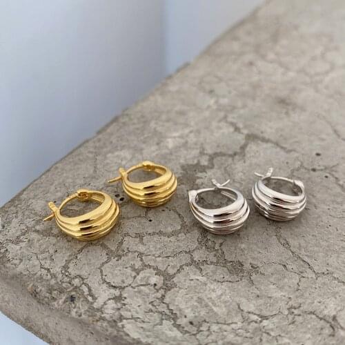 SHANICE 100% 925 Sterling Silver Minimalist Geometric Semicircular Arc All-match Hoop Earrings for Women Girls Jewelry