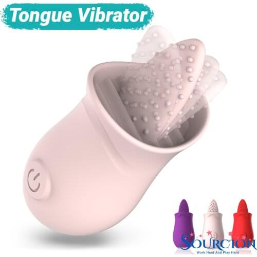 Sourcion Soft Tongue Licking Vibrator G Spot Clitoral Stimulator Clit Sex Toys for Women Rechargeable Nipple Female Masturbator