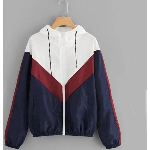 Womens Hoodies Long Sleeve Patchwork Thin Sweatshirt For Hooded Zipper Casual Sport Coat Hombre Sudadera Con Capu Poleron Mujer