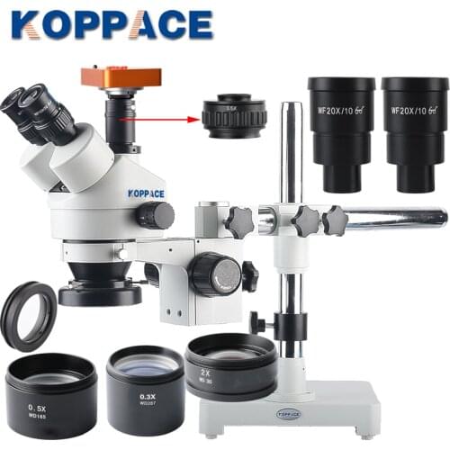 KOPPACE 2.1X-180X Trinocular Mobile Phone Repair Microscope Single arm Bracket 40 Million Pixels Microscope Camera