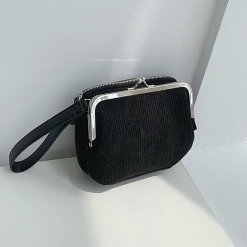 Retro Corduroy Clip Shell Shoulder Bags for Women 2021 New Luxury Designer Fashion Crossbody Bag Female Clutches Purses Handbags