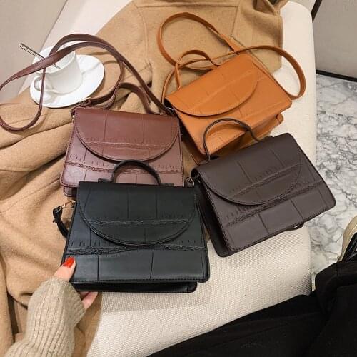 Vintage Stone Pattern Messenger Handbag Casual Women PU Leather Shoulder Crossbody Bags Portable Solid Color Travel Clutch Purse