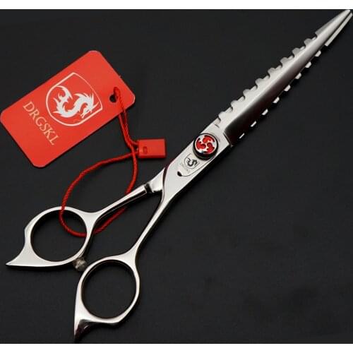 Top grade 440C DRGSKL sawtooth hair cutting scissors 6.0 inch professional barber hairdressing scissors hair cut shears