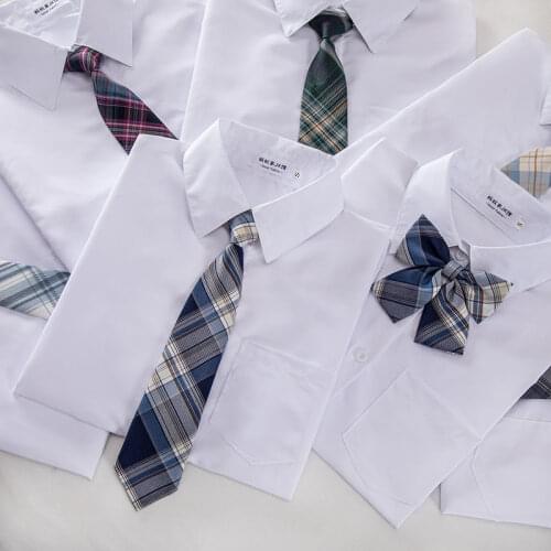 New Hot 2021 XS-3XL Womens Summer V Neck Long Sleeve Slim Casual White Shirt Tops Blouses For JK School Uniform Student Clothes