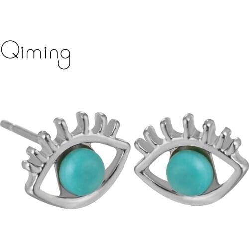 Blue Kallaite Maxi Eye Stud Earring For Women Piercing Jewelry Punk Boho Brincos Gifts fashion Gold Fashion Earrings Female