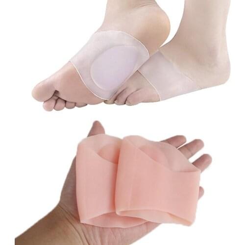 2Pairs Soft Silicone Arch Support Sleeves Flat Foot Plantar Fasciitis Cushions Non-slip Pain Relief Flat Feet Shoes Insoles