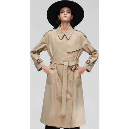 2020 Autumn Fashion for Cotton Women Coat with belt Trench Chic Windbreaker Casaco Abrigo Mujer Loose Outwear