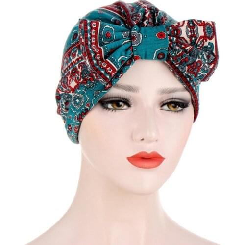 2021 Hot Sale Anti-slip Removable Bow Floral Print Elastic Headscarf Hair Wrap Hair Accessories for Play