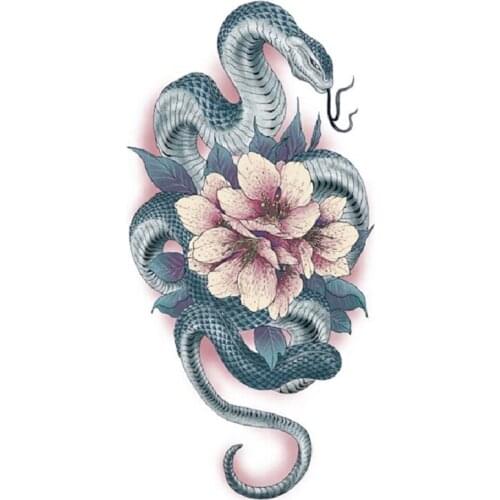 235MM×140MM Flower and Snake Color Sexy Japanese Flower Arm Tattoo Sticker Waterproof Female Lasting