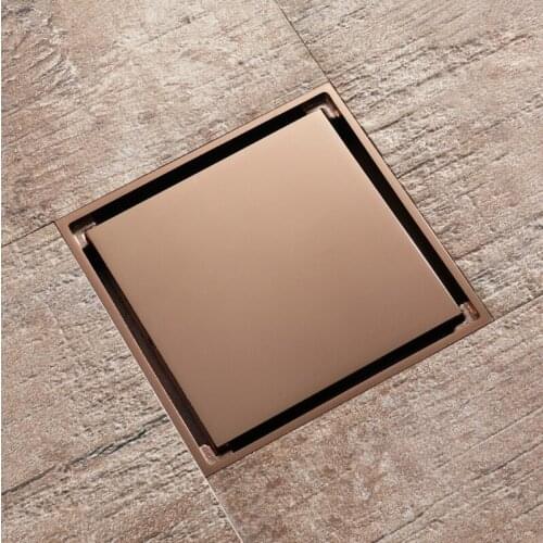 4 inch Brass Rose Gold Square Invisible Bathroom Floor Drain Waste Grate Shower Drain Floor Drain Tile Insert Drain